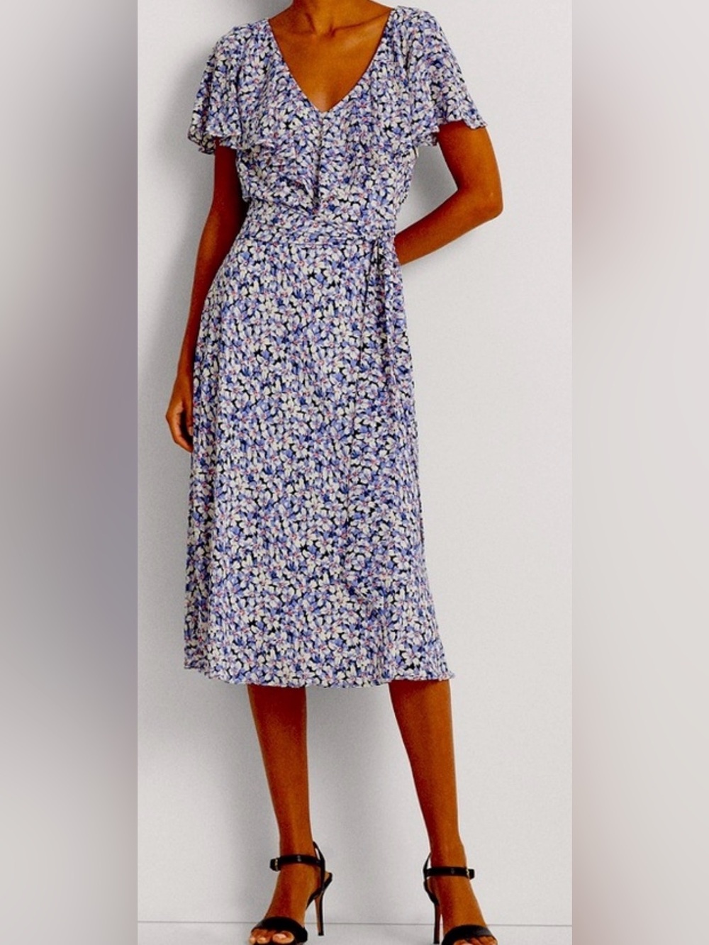 Lauren Ralph Lauren Lavender-Blue Floral Midi Skirt